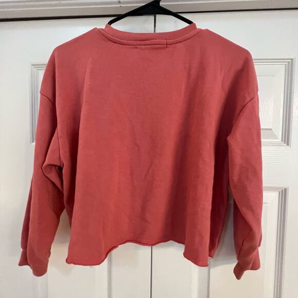 Jolie and Joy Crew Crew Neck Smiley Face Happy Sweatshirt Coral color - Picture 2 of 6